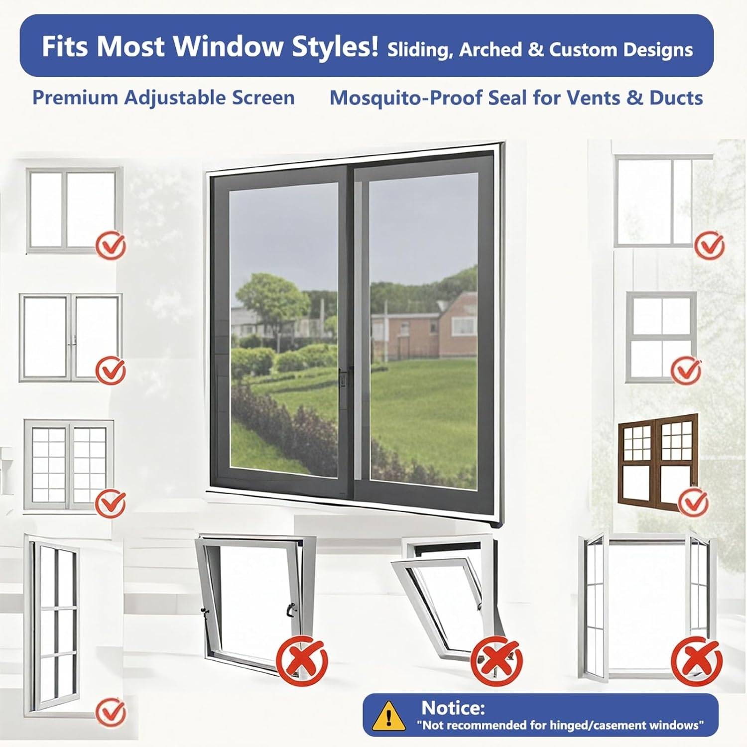Velcro Window Screen - Black, Standard Mesh (Grey), 1000mm x 1000mm / 39" x 39": image 3