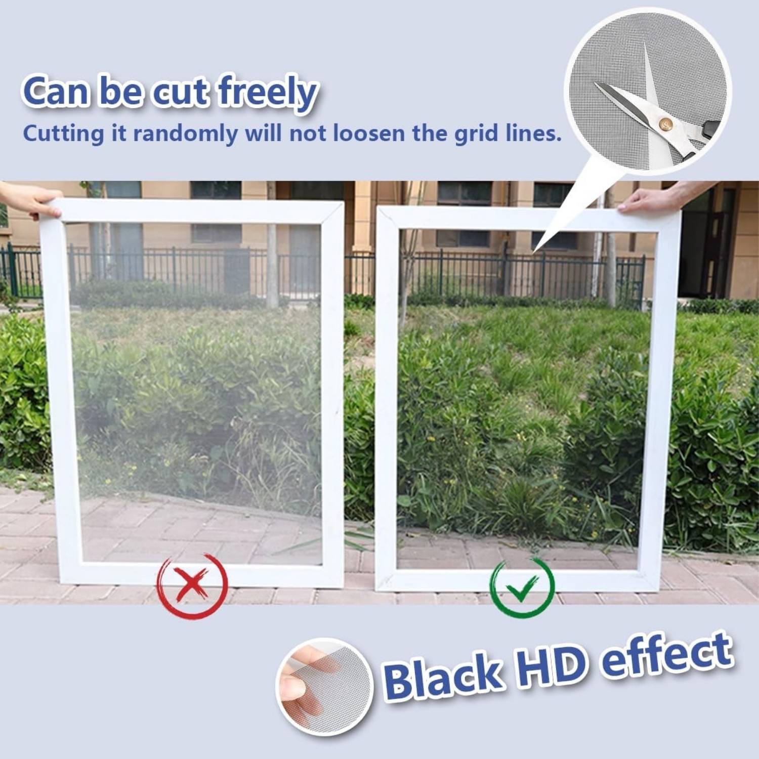 Window Screen na May Velcro - Black, Standard Mesh (Grey), 1000mm x 1000mm / 39" x 39": image 5