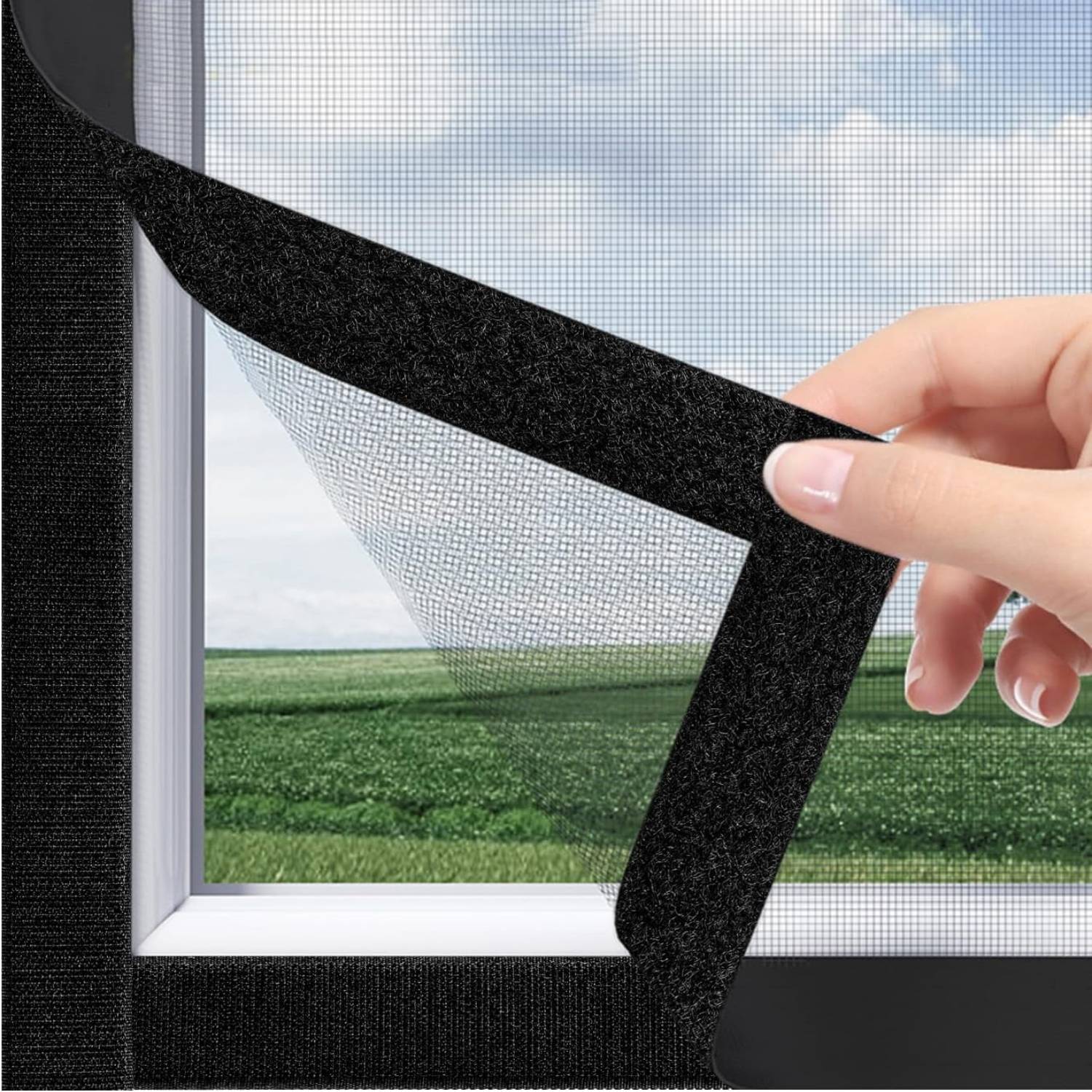 Window Screen na May Velcro - Black, Standard Mesh (Grey), 1000mm x 1000mm / 39" x 39": image 6