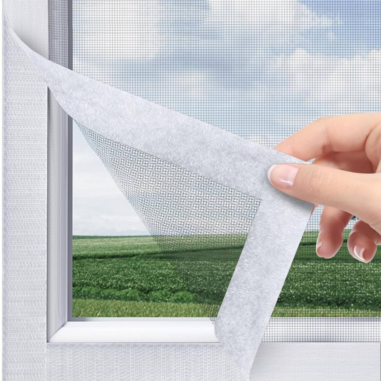 Window Screen na May Velcro - Black, Standard Mesh (Grey), 1000mm x 1000mm / 39" x 39": image 7